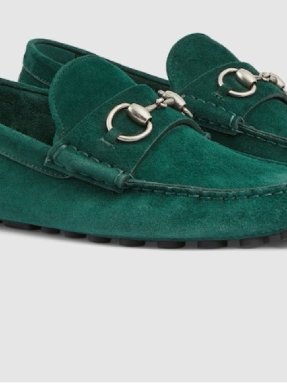 Gucci Emerald Green Suede Horsebit Loafers - Picture 2 of 5